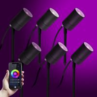 6x LED Pin Tuinspot Zwart met Color LED - thumbnail