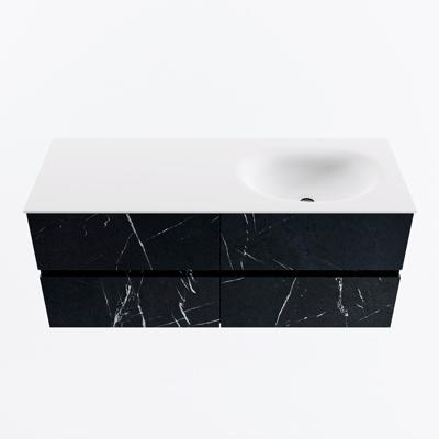 MONDIAZ VICA 120cm badmeubel onderkast Marquina 4 lades. Wastafel MOON rechts zonder kraangat, kleur Talc.