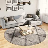 VidaXL Vloerkleed pamplona shaggy hoogpolig ø 240 cm beige antraciet - thumbnail