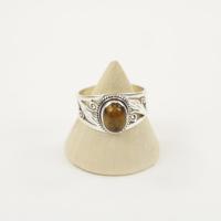 Zilveren Ring met Tijgeroog Maat 19 (Sterling Zilver 925) - thumbnail