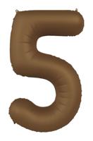 Folieballon Cijfer 5 Bruin Mat (86cm) - thumbnail
