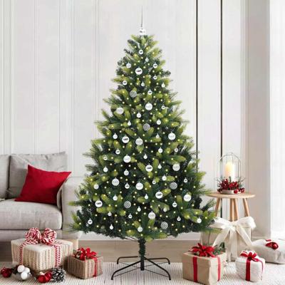 Kunstkerstboom met scharnier 300 LEDs Groen 210 cm PVC en PE