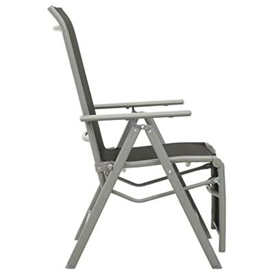 Tuinstoelen 2 st verstelbaar textileen aluminium zilverkleurig - thumbnail