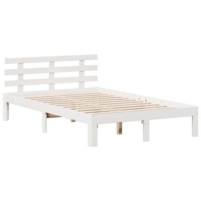 Bed met boekenkast zonder matras grenenhout wit 150x200 cm - thumbnail
