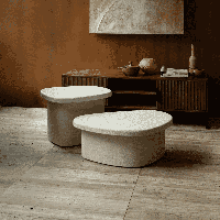 Dutchbone Organische Bijzettafel 'Veda' Gerecycled marmer, 56 x 45cm - thumbnail