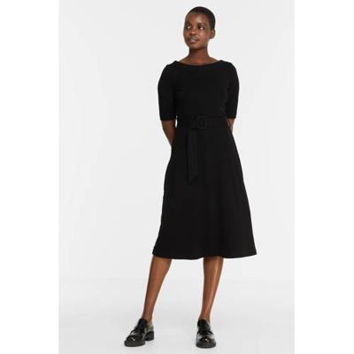 ESPRIT Women Collection fijngebreide jurk met plooien zwart