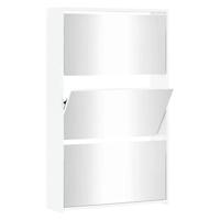 VidaXL Schoenenkast met spiegel 3-laags hoogglans wit 63x17x102,5 cm - thumbnail