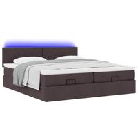 Ottoman bed met matrassen en LED's 180x200cm stof donkerbruin - thumbnail