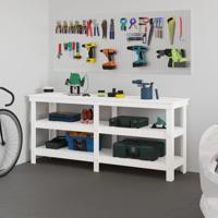VidaXL Werkbank 181x50x80 cm massief grenenhout wit - thumbnail