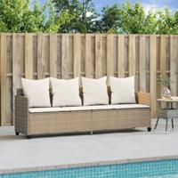 Ligbed met kussens poly rattan beige - thumbnail