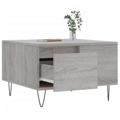 Salontafel 55x55x36,5 cm bewerkt hout grijs sonoma eikenkleurig