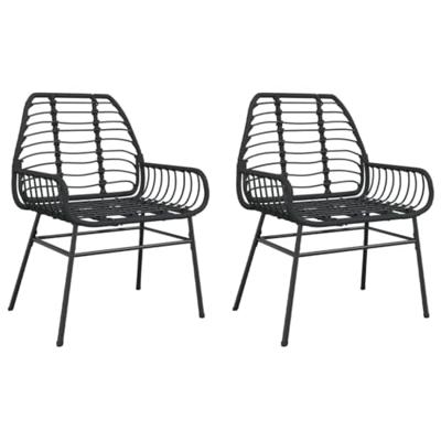 Tuinstoelen 2 st poly rattan zwart Tuinstoelen 2 st poly rattan zwart