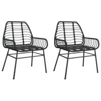 Tuinstoelen 2 st poly rattan zwart - thumbnail