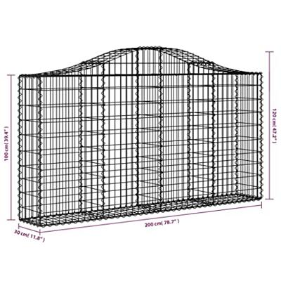 VidaXL Schanskorf gewelfd 200x30x100/120 cm gegalvaniseerd ijzer VidaXL Schanskorf gewelfd 200x30x100/120 cm gegalvaniseerd ijzer