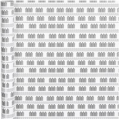 Creativ Company Inpakpapier, badhuis, b: 70 cm, 80 gr, zwart, wit, 4 m/ 1 rol