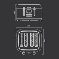 Muse MS-131 DG Broodrooster Grijs - 4 plak - 4 Slots - thumbnail