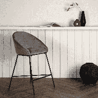 Nohr Barkruk 'Amon' Velvet, kleur Donkergrijs (zithoogte 67cm) - thumbnail