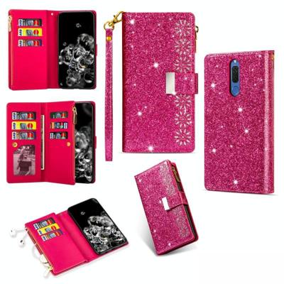 Voor Huawei Mate 10 Lite Multi-card Slots Starry Sky Laser Carving Glitter Zipper Horizontale Flip Lederen Case met Holder & Wallet & Lanyard(Rose Red Voor Huawei Mate 10 Lite Multi-card Slots Starry Sky Laser Carving Glitter Zipper Horizontale Flip Lederen Case met Holder & Wallet & Lanyard(Rose Red