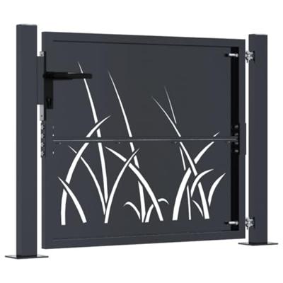 Poort 100x100 cm met grasontwerp staal antracietkleurig