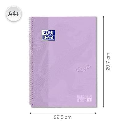 Oxford School Touch Europeanbook spiraalblok, ft A4+, 160 bladzijden, geruit 5 mm, pastel paars