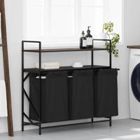 Wasmand 3 vakken met planken bruin eikenkleurig - thumbnail