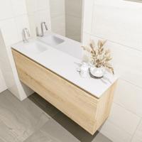 MONDIAZ OLAN 120cm toiletmeubel washed_oak. LEX wastafel talc links 1 kraangat - thumbnail
