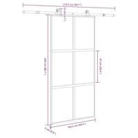 Schuifdeur met beslag 102,5x205 cm gehard glas en aluminium - thumbnail