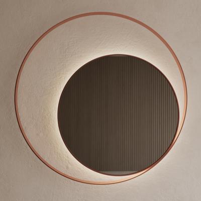 Spiegel Gliss Design Kosmos Koper Rosé Rond met Frame en Indirecte LED Verlichting 100 cm
