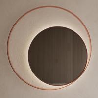 Spiegel Gliss Design Kosmos Koper Rosé Rond met Frame en Indirecte LED Verlichting 100 cm - thumbnail