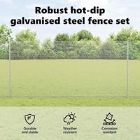VidaXL Hek met paal zilver 1,2 x 10 m staal - thumbnail