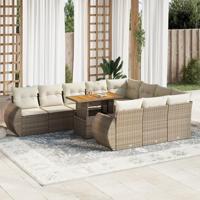 11-delige Tuinset met kussens poly rattan beige - thumbnail