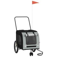 VidaXL Hondenfietstrailer oxford stof en ijzer zwart en grijs - thumbnail