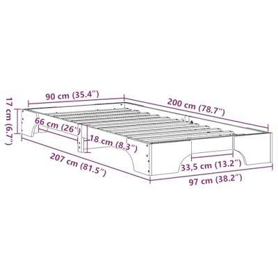 Bedframe Wasbruin 90 x 200 cm Massief grenenhout