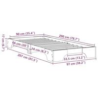Bedframe Wasbruin 90 x 200 cm Massief grenenhout - thumbnail