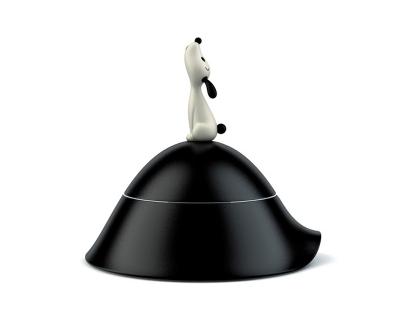 Di Alessi Lulà Hondenbak met deksel in 18/10 roestvrij staal en thermoplastische hars, zwart, 21,2 cm (1er Pack)