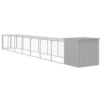 Kippenhok met ren 110x813x110 cm staal lichtgrijs - thumbnail