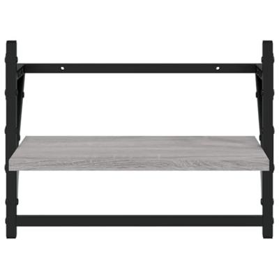 Wandschappen met stangen 2 st 40x25x30 cm grijs sonoma eiken