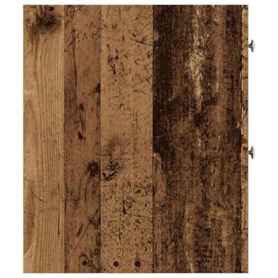 Badkamerkast smal met wielen bewerkt hout oud houtkleurig