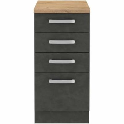 Onderkast 4 laden met werkblad - Mat grijs - L 40 x D 51,6 x H 85 cm - LASSEN Onderkast 4 laden met werkblad - Mat grijs - L 40 x D 51,6 x H 85 cm - LASSEN