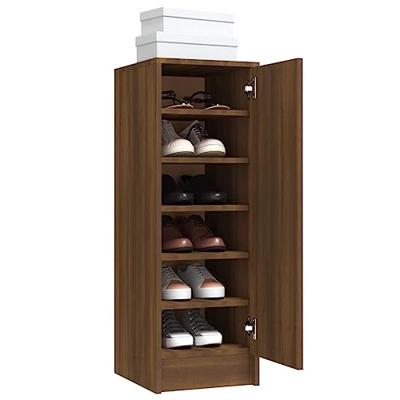 VidaXL Schoenenkast 32x35x92 cm bewerkt hout bruin eikenkleur VidaXL Schoenenkast 32x35x92 cm bewerkt hout bruin eikenkleur