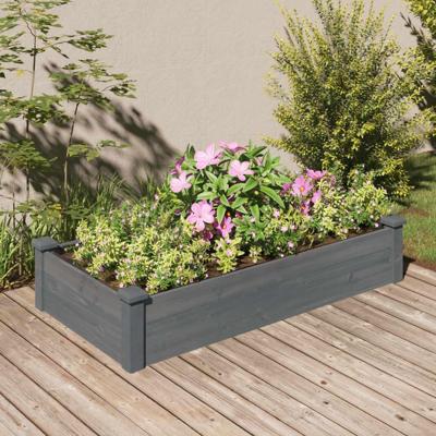 Plantenbak verhoogd met voering 120x60x25 cm vurenhout grijs