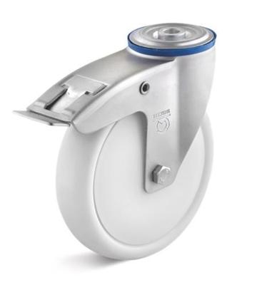 Torwegge Zwenkwiel m/rem polypropyleen ø125 kunststof / boutbevestiging