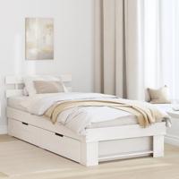 Bedframe met hoofdeinde Wit 80 x 200 cm Massief grenenhout - thumbnail
