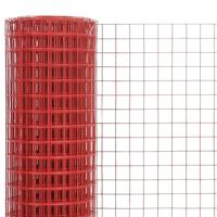 Kippengaas 25x0,5 m staal met PVC coating rood - thumbnail
