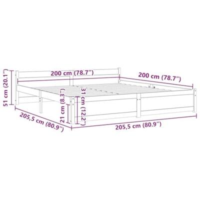 Bedframe zonder matras massief hout 200x200 cm