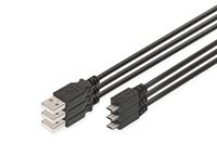 DIGITUS USB 2.0 aansluitkabel - 3 stuks - 1,0 m - USB A (St) naar USB Micro B (St) - 480 Mbit/s - verbindingskabel - zwart - thumbnail