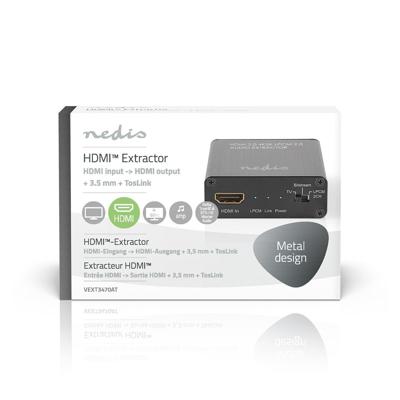 HDMI Audio Extractor | Digital and Stereo - 1x HDMI Input | 1x HDMI Output + TosLink + 3.5