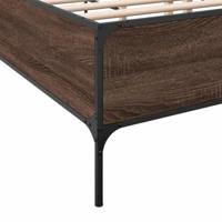 Bedframe bewerkt hout metaal bruin eikenkleur 120x190 cm - thumbnail
