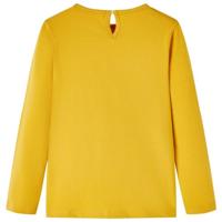 Kindershirt met lange mouwen vogelprint 92 donker okerkleurig - thumbnail