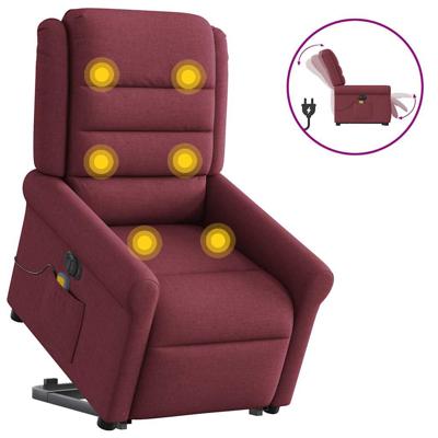 Sta-op-massagestoel elektrisch verstelbaar stof wijnrood - thumbnail